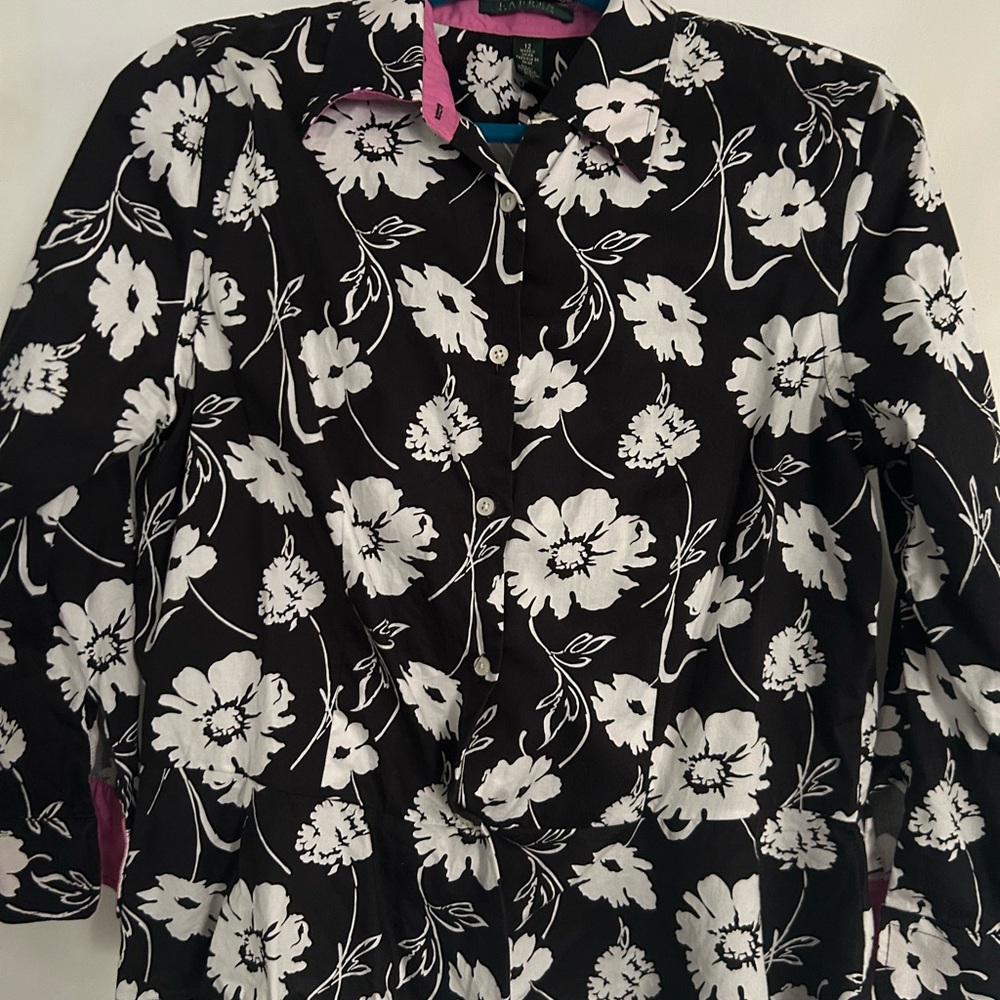 Ralph Lauren floral blouse Black and White Floral Blouse Sz12 women’s